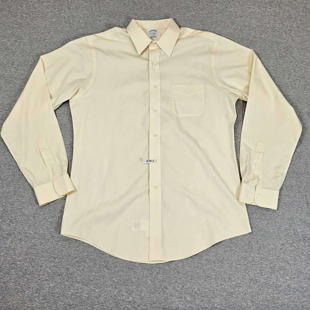 Brooks Brothers Regent Dress Shirt Mens 16-36 Cream Supima Cotton Non-Iron Solid